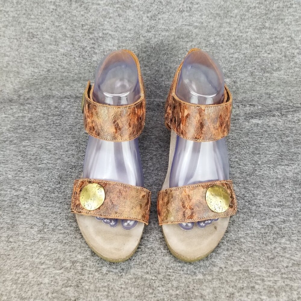 ✅ Women's 8-8.5 EU39 TAOS Carousel 2 Red Brick Leather Wedge Ankle Strap Sandals - Picture 6 of 11